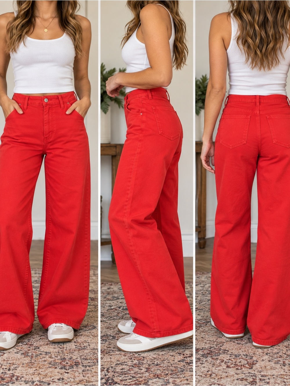 Universal Thread Red High-Waist Wide Leg Jeans